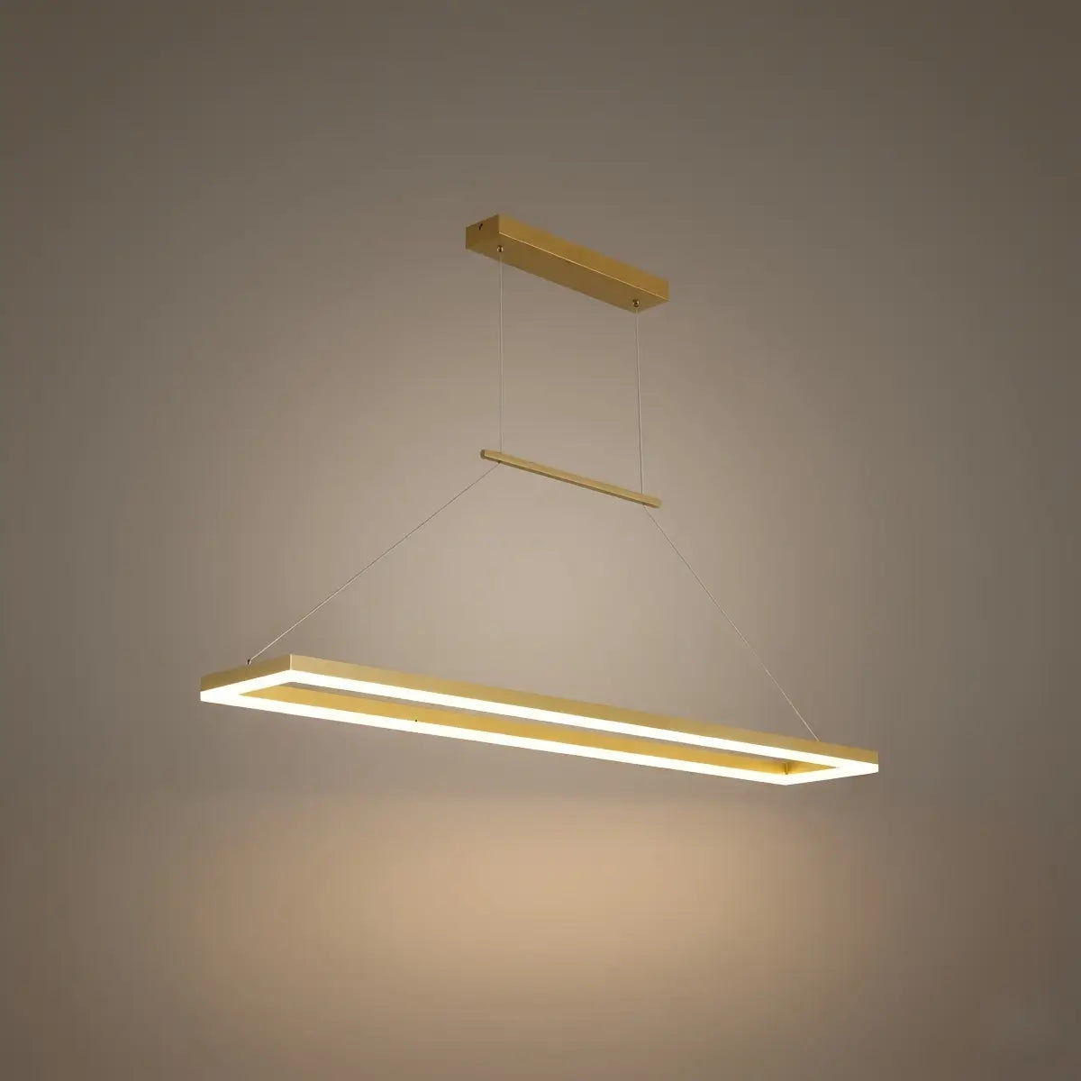 Luxe rechthoekige hanglamp — goud/koffie metaal dimbare LED voor eetkamer - Flindria