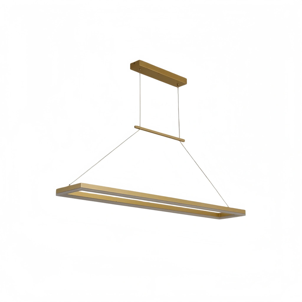Luxe rechthoekige hanglamp — goud/koffie metaal dimbare LED voor eetkamer - Flindria