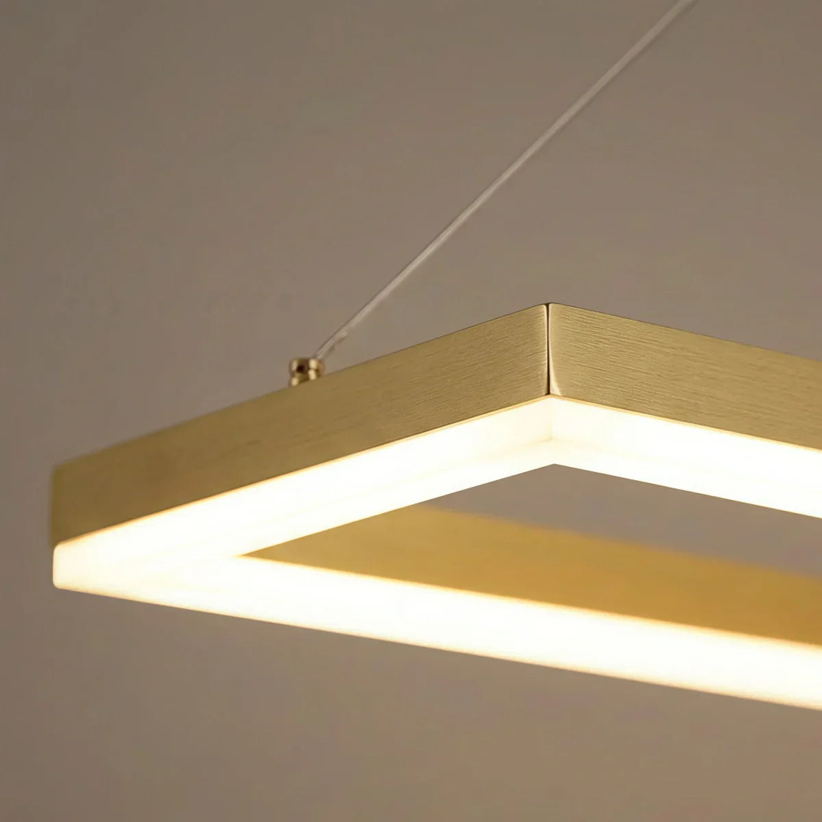 Luxe rechthoekige hanglamp — goud/koffie metaal dimbare LED voor eetkamer - Flindria