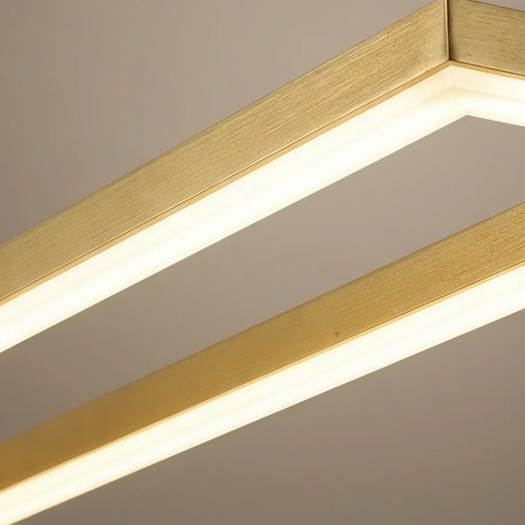 Luxe rechthoekige hanglamp — goud/koffie metaal dimbare LED voor eetkamer - Flindria