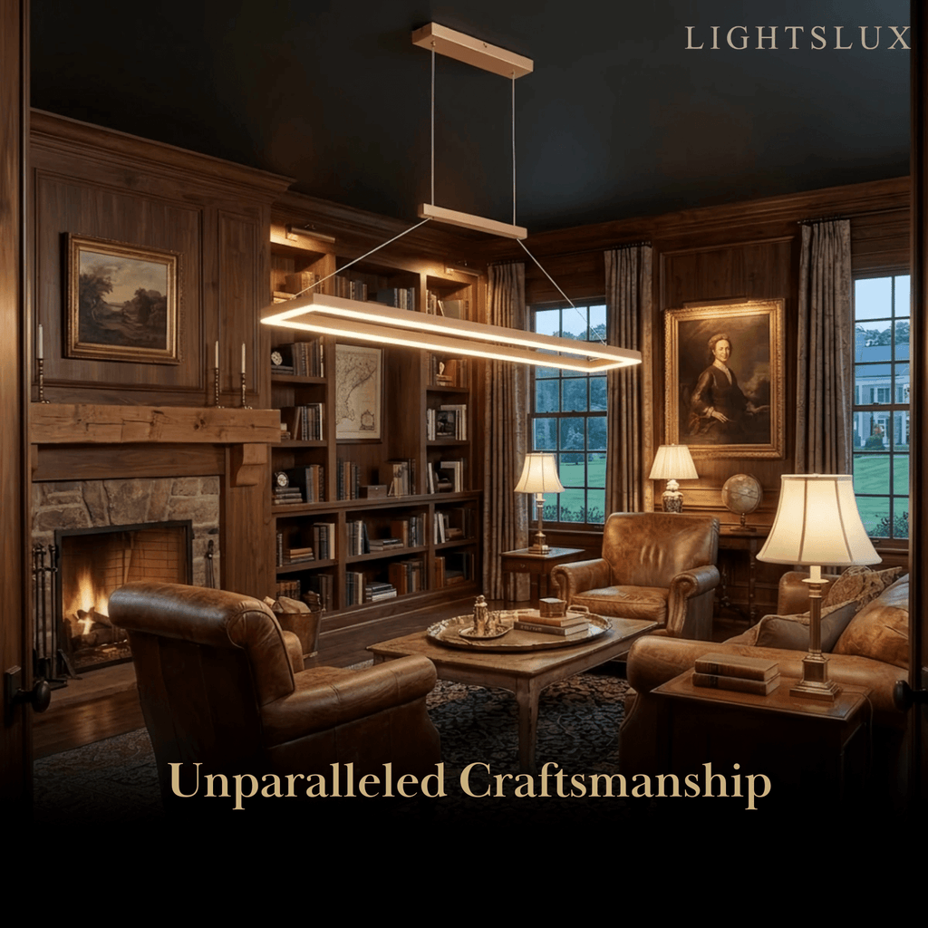 Luxe rechthoekige hanglamp — goud/koffie metaal dimbare LED voor eetkamer - Flindria