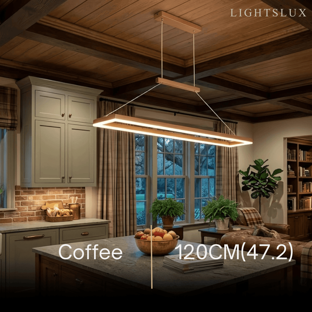 Luxe rechthoekige hanglamp — goud/koffie metaal dimbare LED voor eetkamer - Flindria