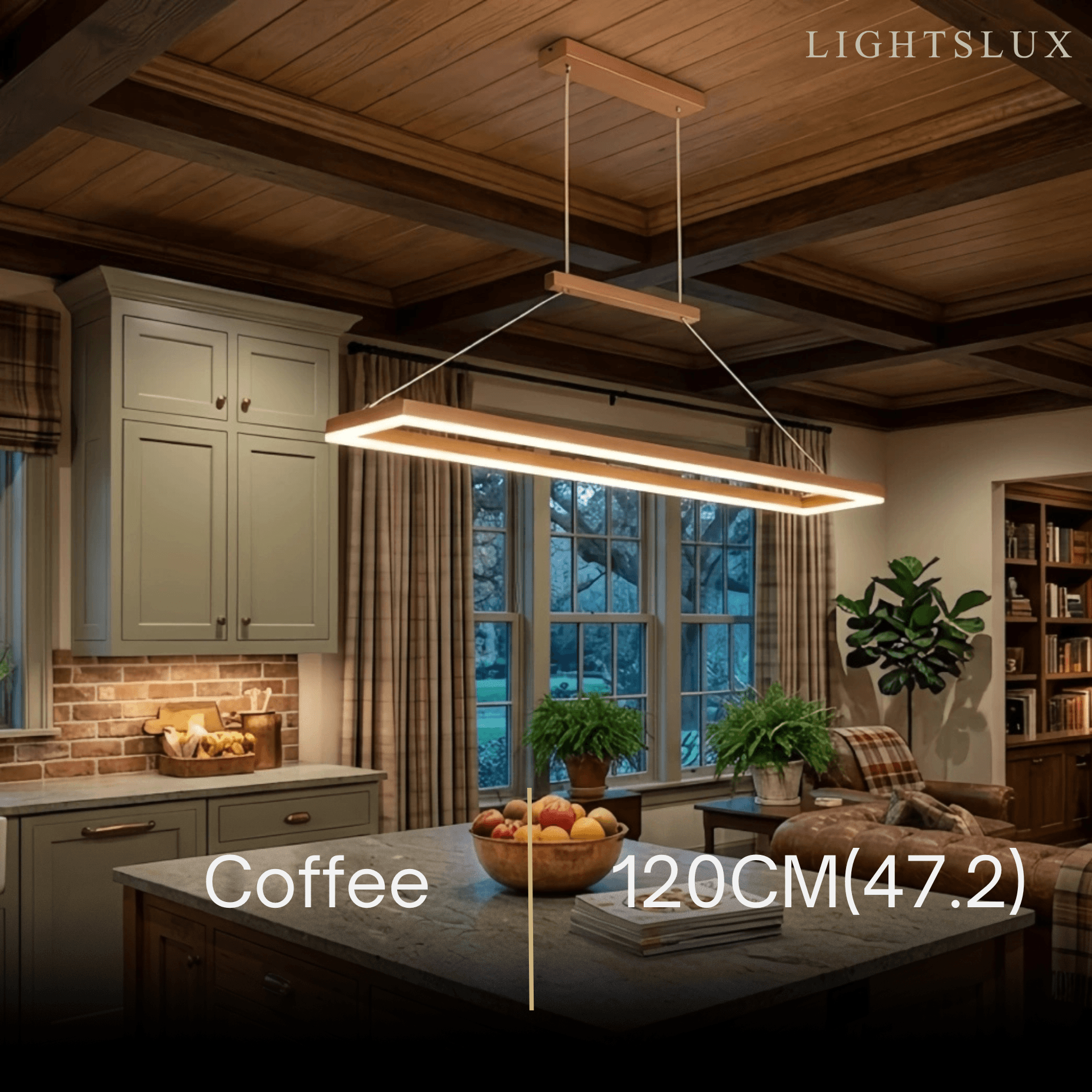 Luxe rechthoekige hanglamp — goud/koffie metaal dimbare LED voor eetkamer - Flindria