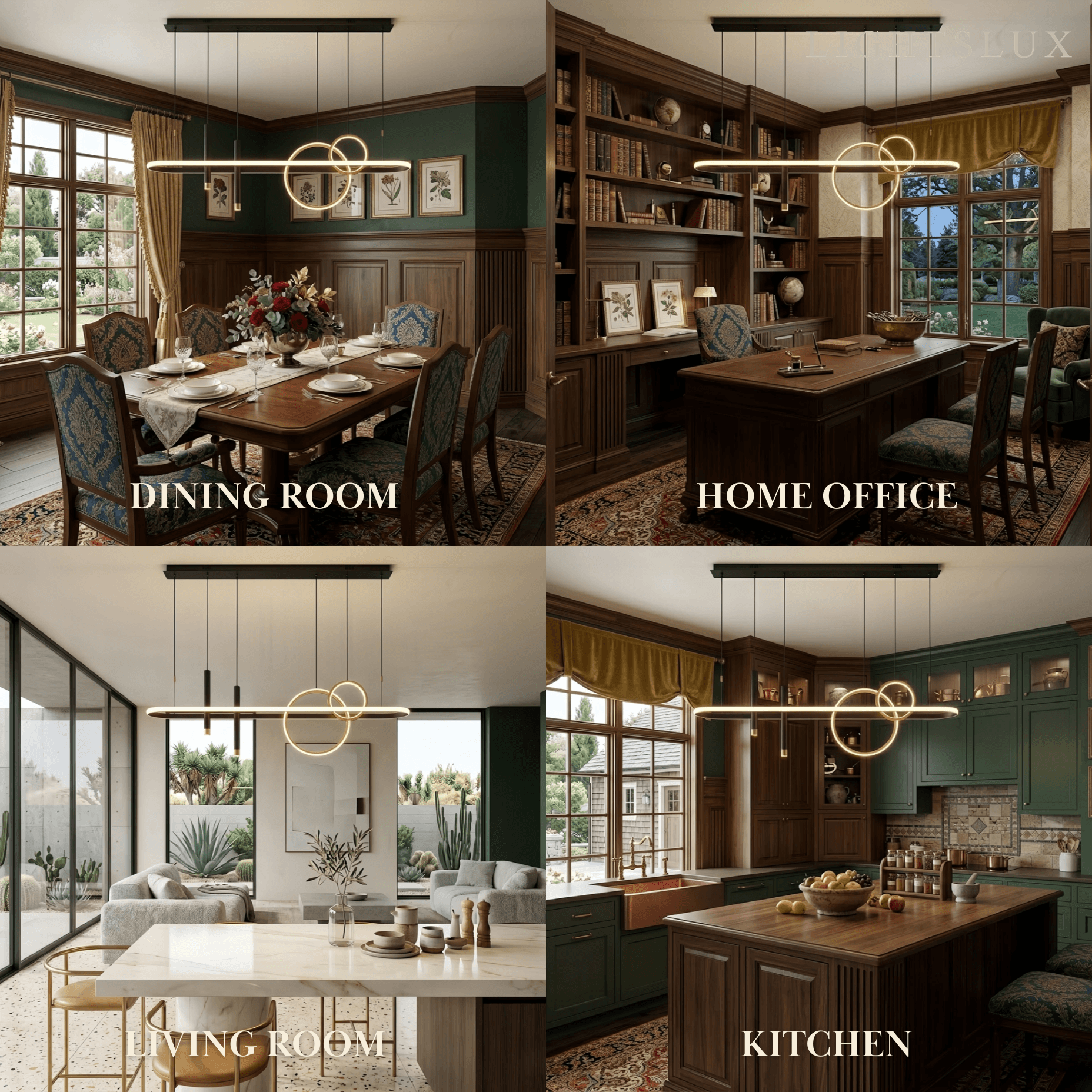 Modern Geometric Pendant Light — Black/Gold Metal & Acrylic Dining Room - Flindria