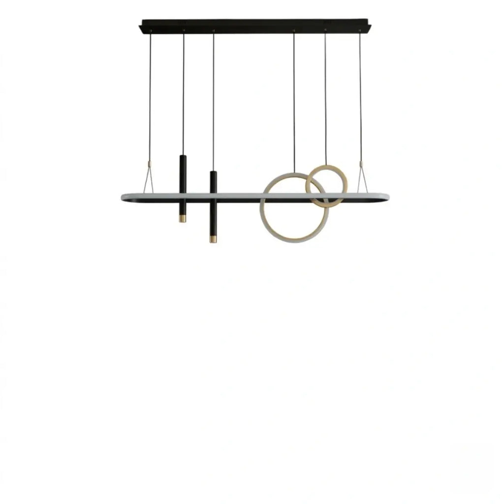Modern Geometric Pendant Light — Black/Gold Metal & Acrylic Dining Room - Flindria