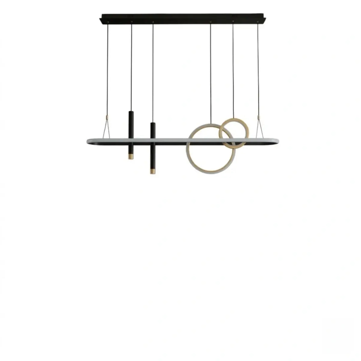 Modern Geometric Pendant Light — Black/Gold Metal & Acrylic Dining Room - Flindria