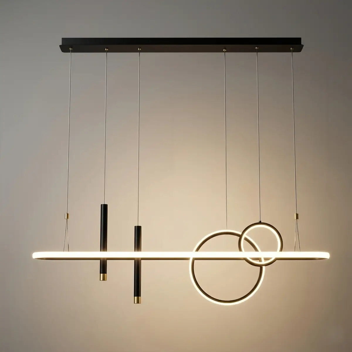 Modern Geometric Pendant Light — Black/Gold Metal & Acrylic Dining Room - Flindria