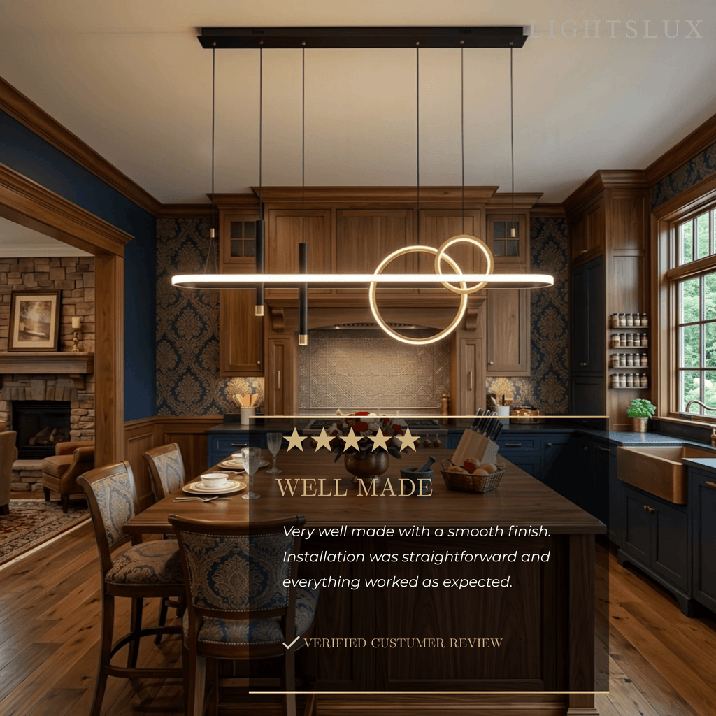 Modern Geometric Pendant Light — Black/Gold Metal & Acrylic Dining Room - Flindria