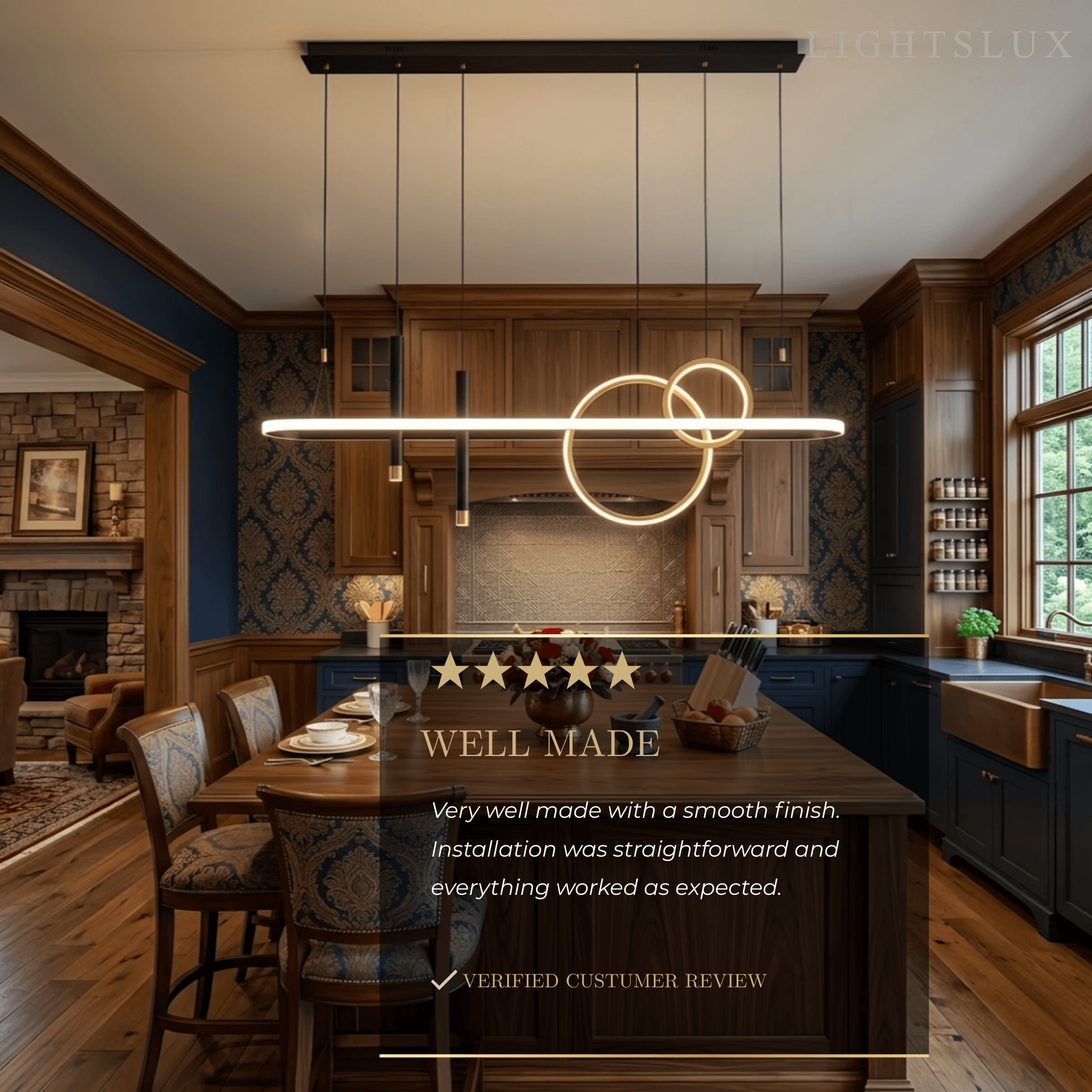 Modern Geometric Pendant Light — Black/Gold Metal & Acrylic Dining Room - Flindria