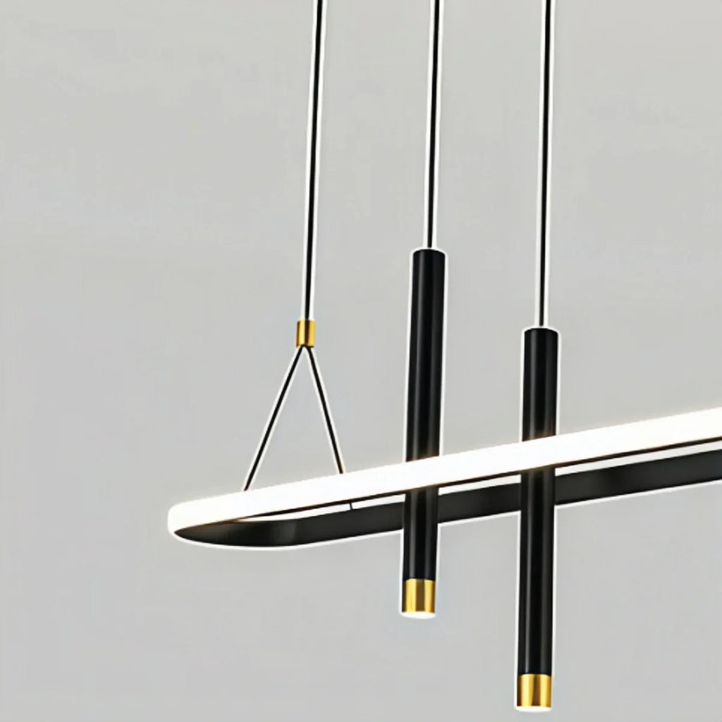 Modern Geometric Pendant Light — Black/Gold Metal & Acrylic Dining Room - Flindria