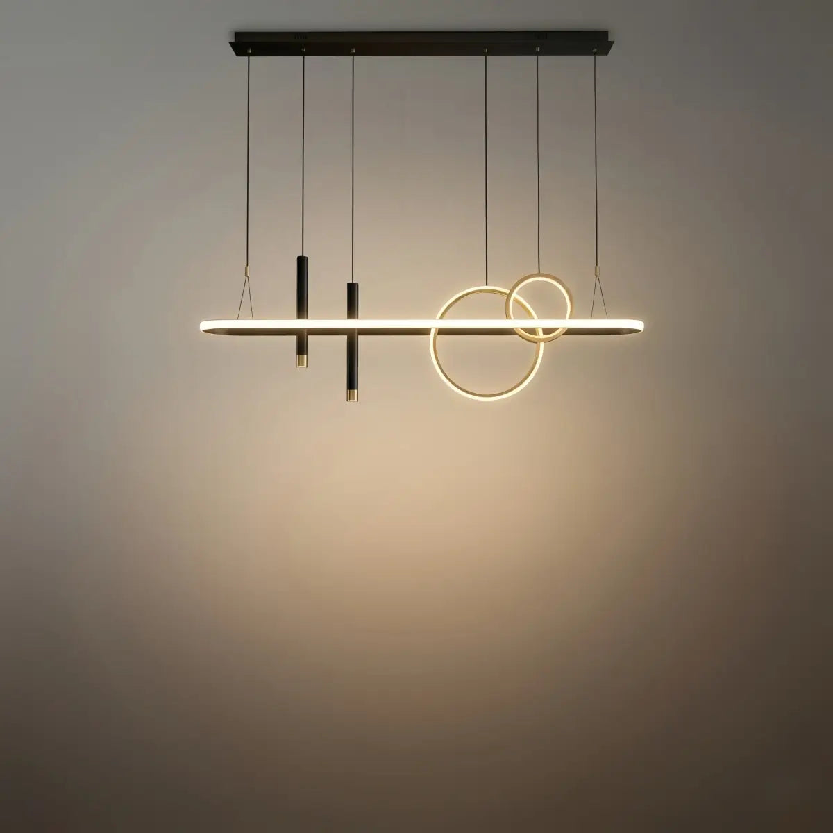 Modern Geometric Pendant Light — Black/Gold Metal & Acrylic Dining Room - Flindria