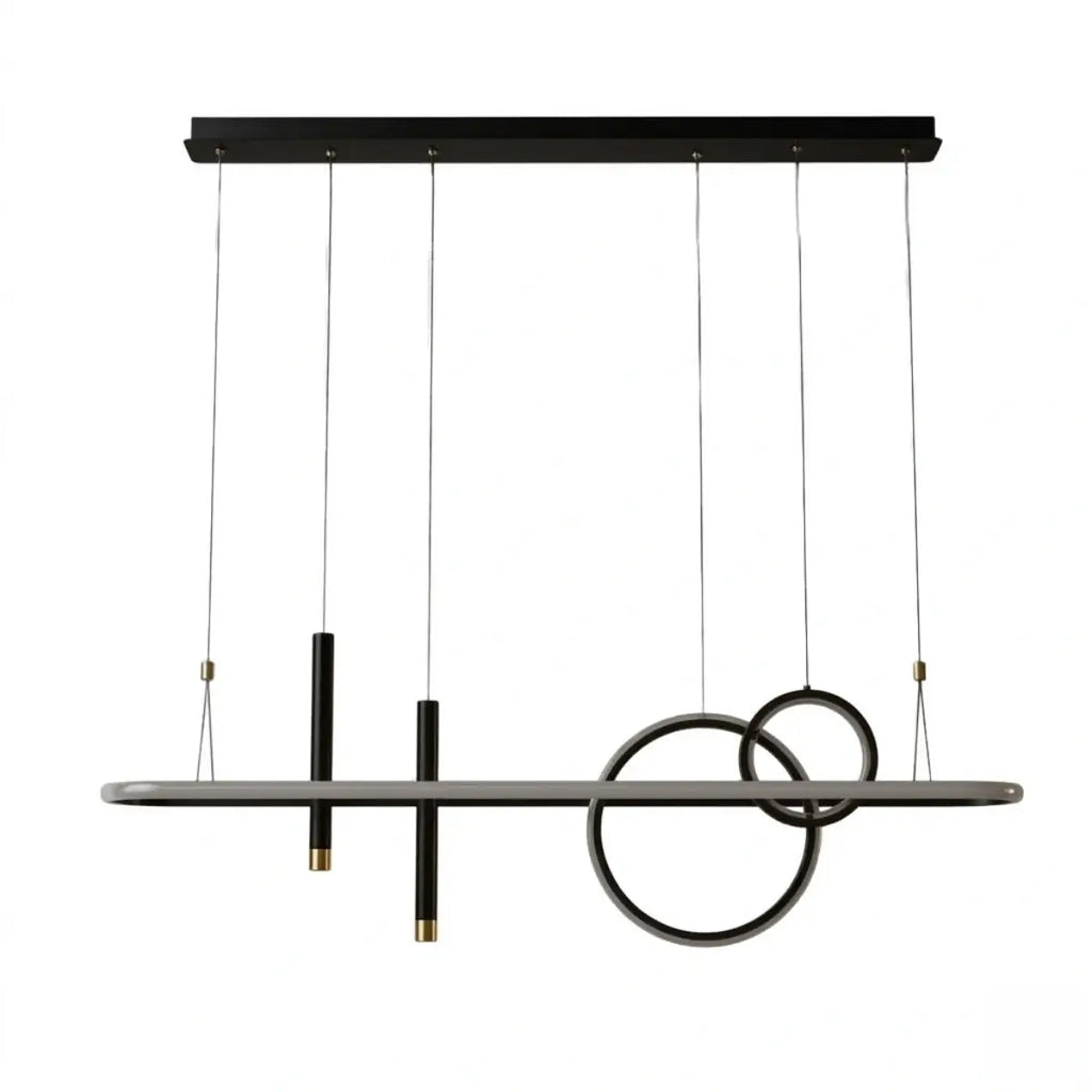 Modern Geometric Pendant Light — Black/Gold Metal & Acrylic Dining Room - Flindria