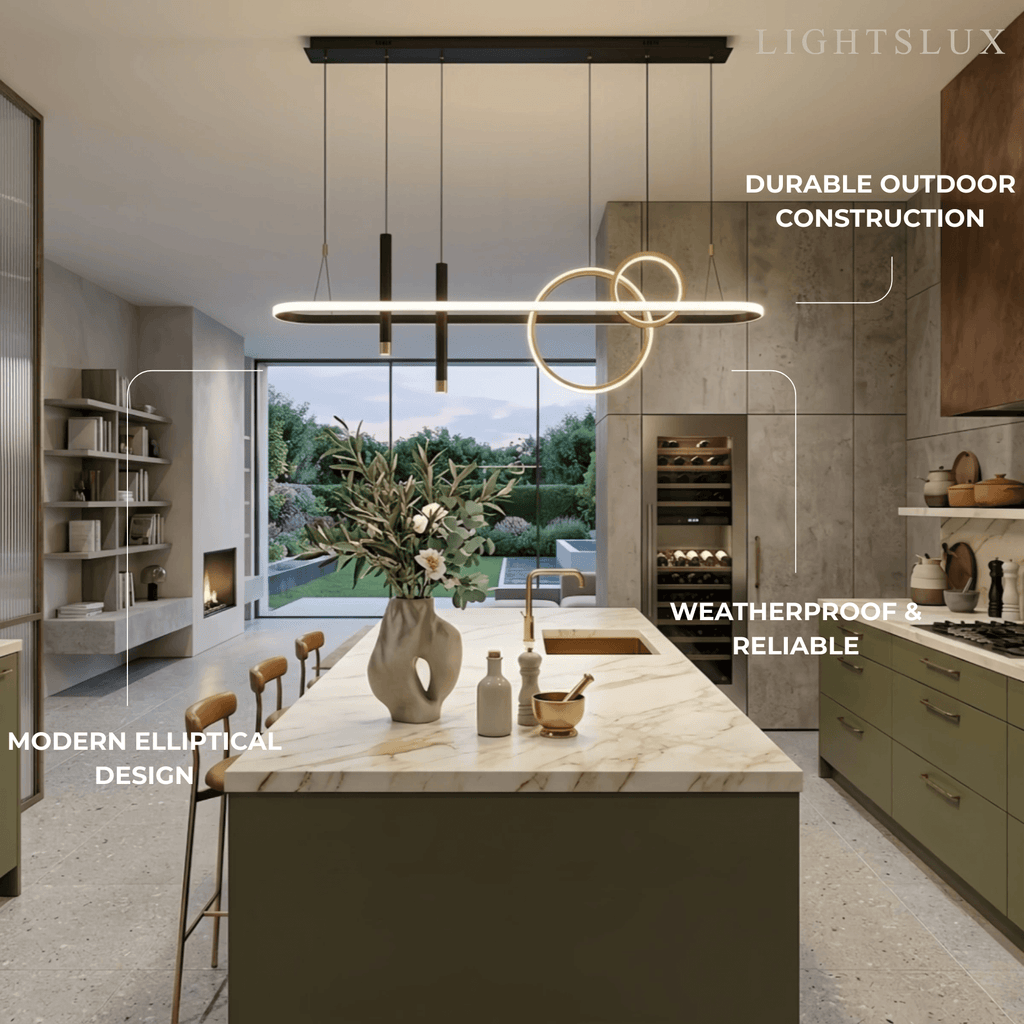 Modern Geometric Pendant Light — Black/Gold Metal & Acrylic Dining Room - Flindria