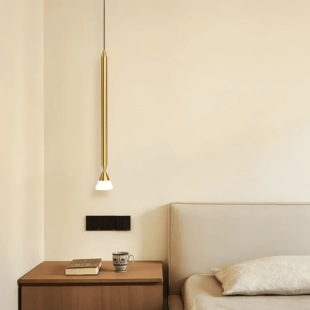 Modern Metal Pendant Light - Linear Black/Gold Bedroom - Flindria