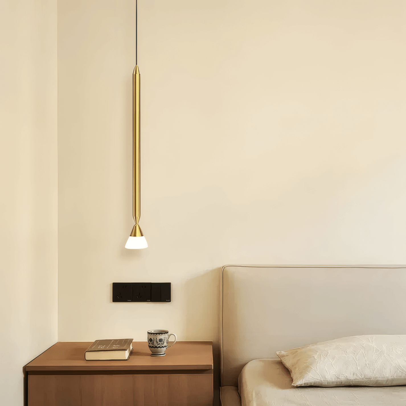 Modern Metal Pendant Light - Linear Black/Gold Bedroom - Flindria
