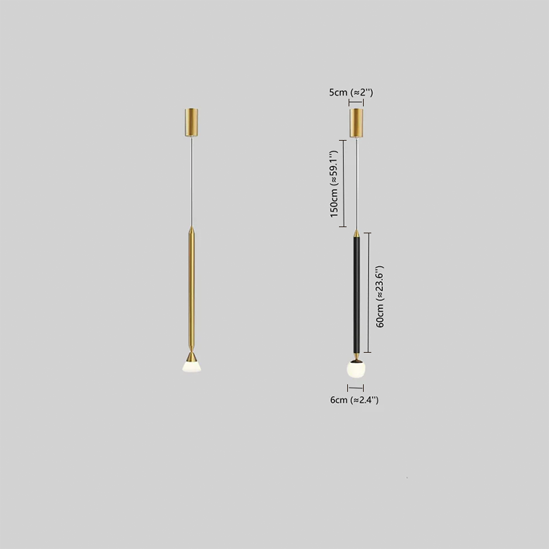Modern Metal Pendant Light - Linear Black/Gold Bedroom - Flindria