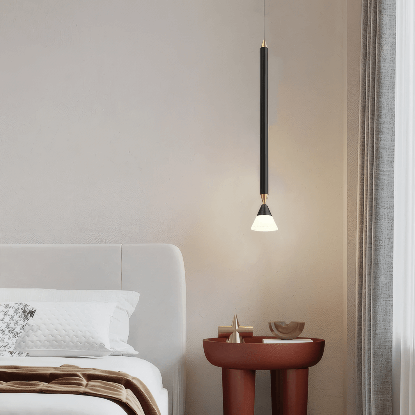 Modern Metal Pendant Light - Linear Black/Gold Bedroom - Flindria