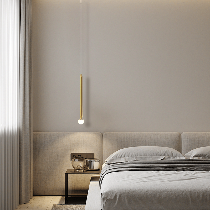Modern Metal Pendant Light - Linear Black/Gold Bedroom - Flindria