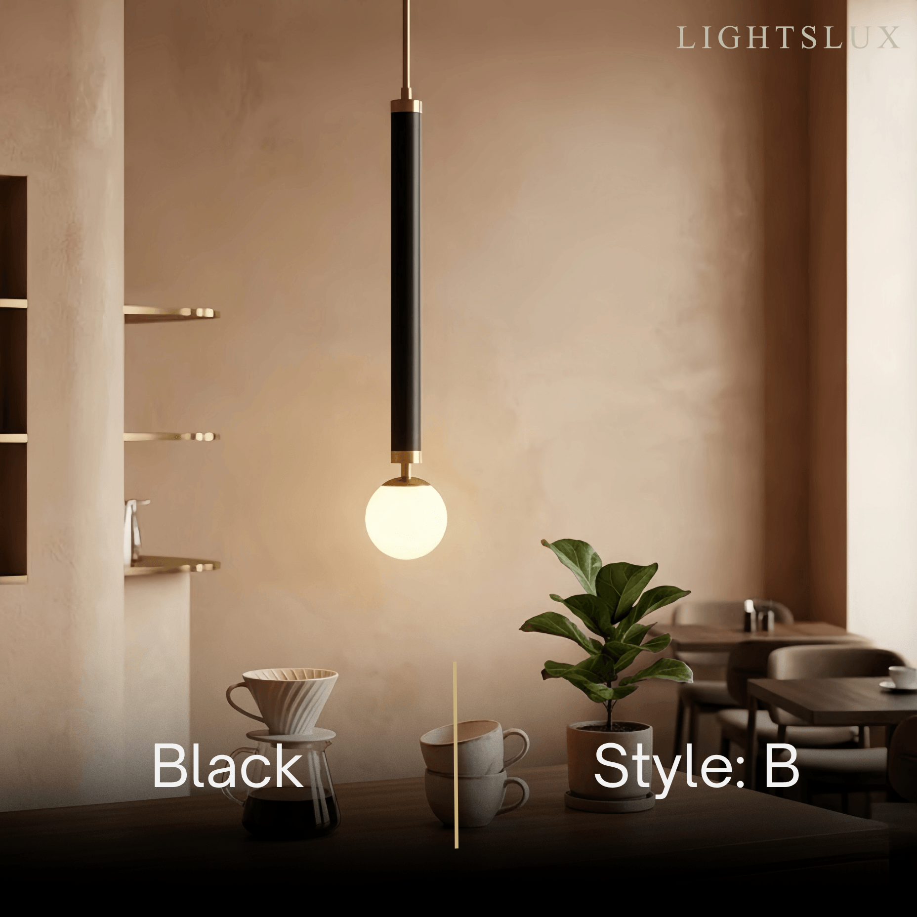 Modern Metal Pendant Light - Linear Black/Gold Bedroom - Flindria