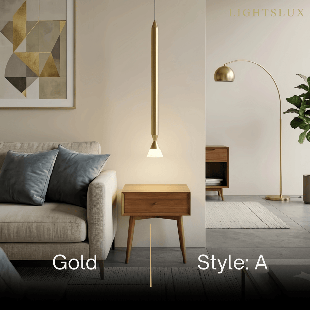Modern Metal Pendant Light - Linear Black/Gold Bedroom - Flindria
