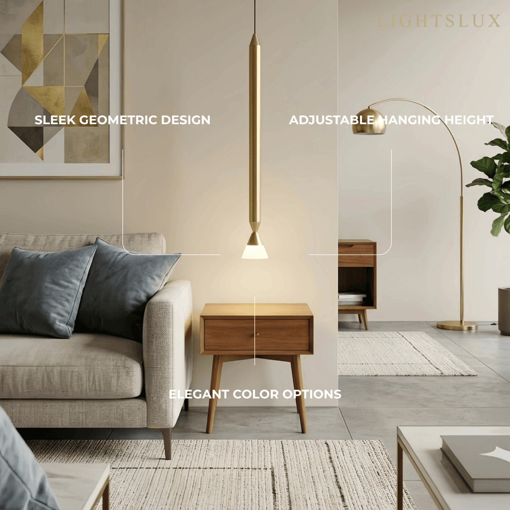Modern Metal Pendant Light - Linear Black/Gold Bedroom - Flindria