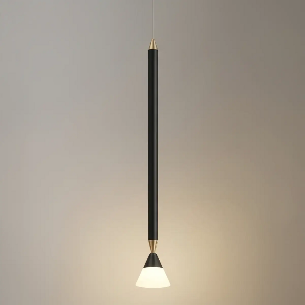 Modern Metal Pendant Light - Linear Black/Gold Bedroom - Flindria
