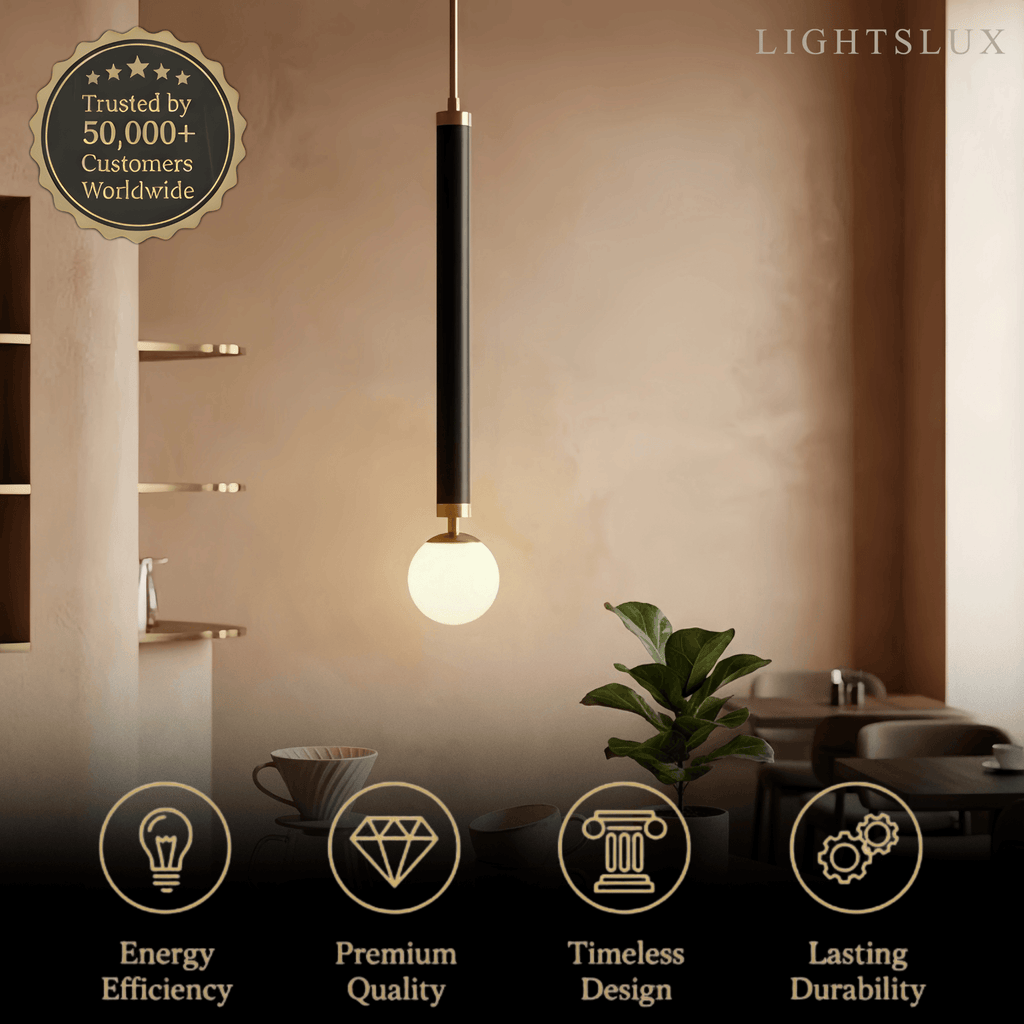 Modern Metal Pendant Light - Linear Black/Gold Bedroom - Flindria