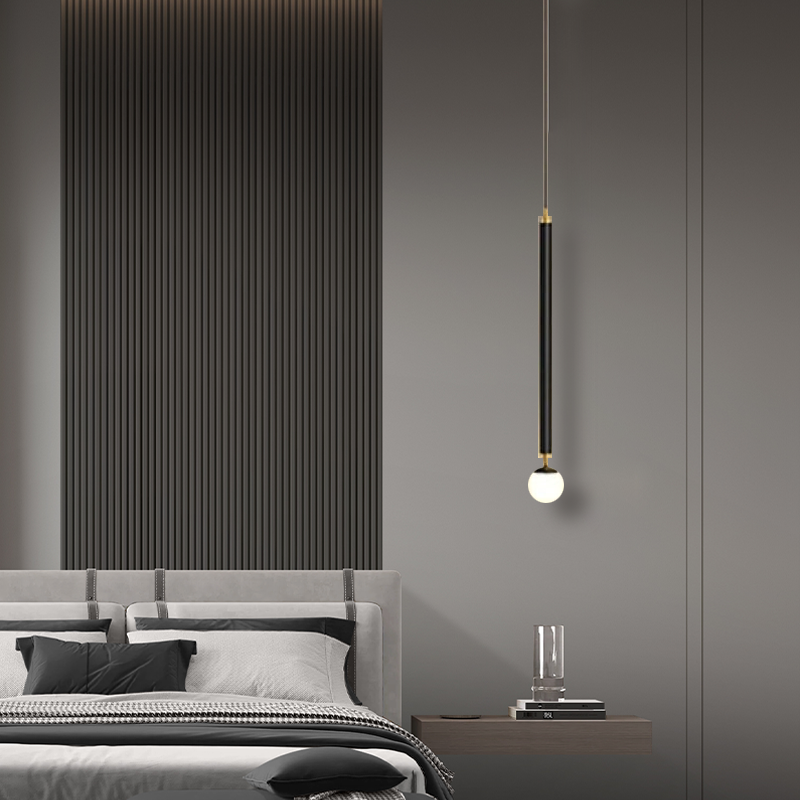 Modern Metal Pendant Light - Linear Black/Gold Bedroom - Flindria