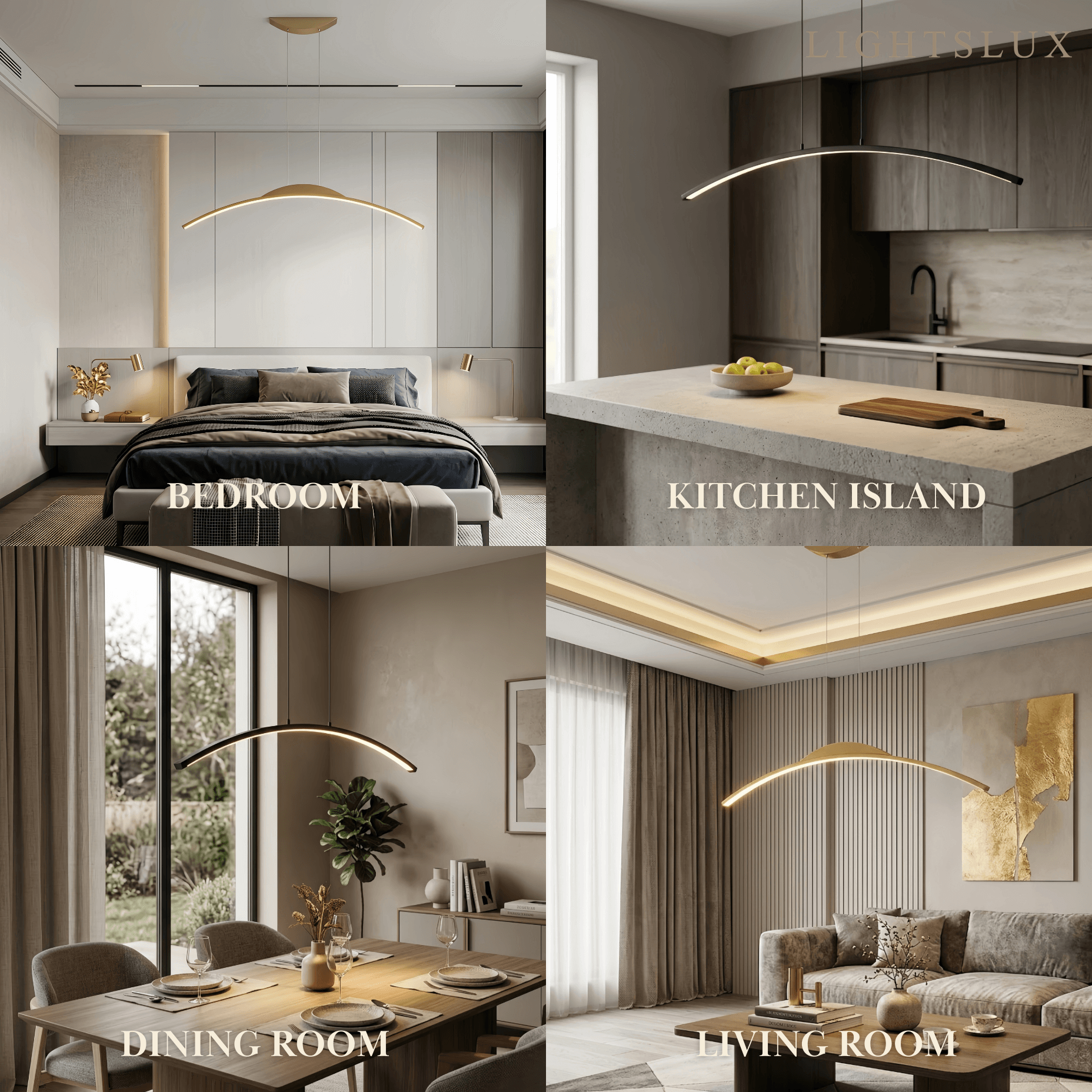 Modern Linear Pendant Light - Black/Gold Metal Remote Control Dining Room - Flindria