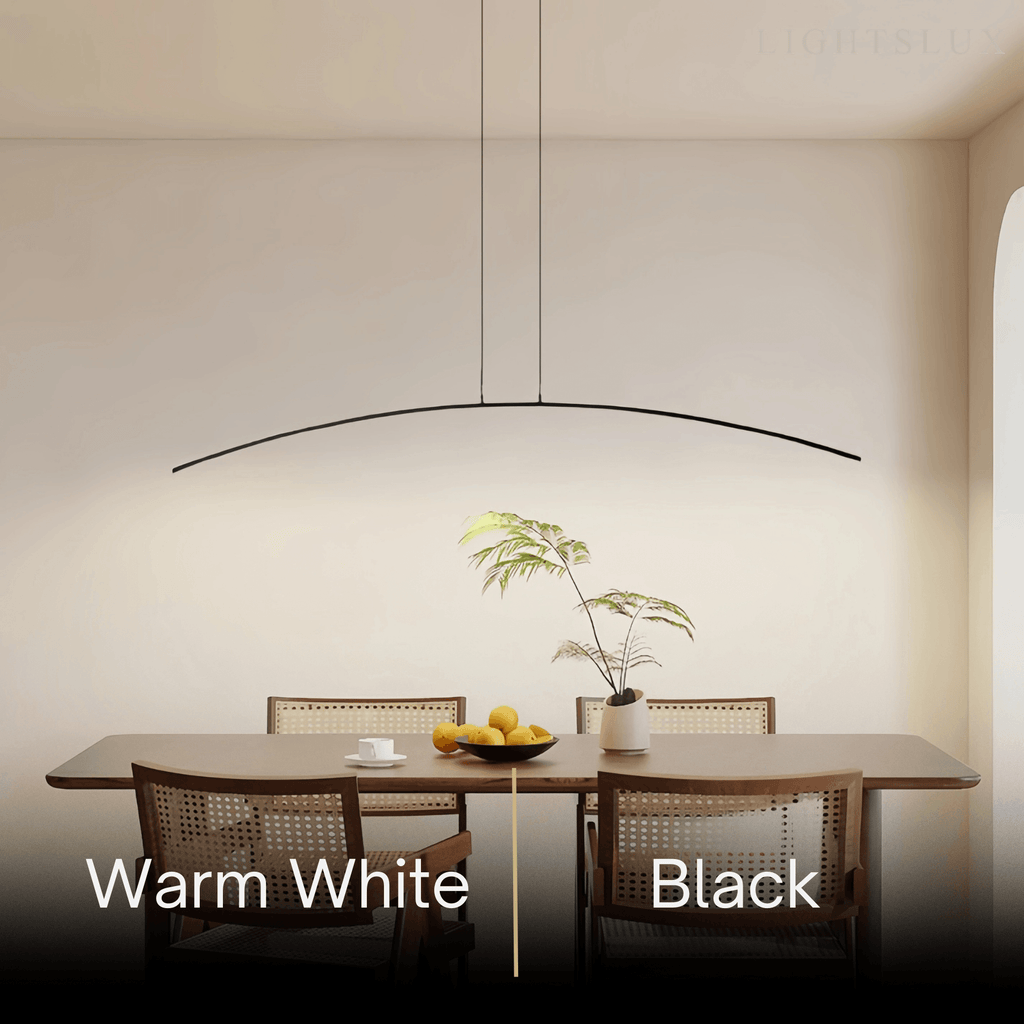 Modern Linear Pendant Light - Black/Gold Metal Remote Control Dining Room - Flindria