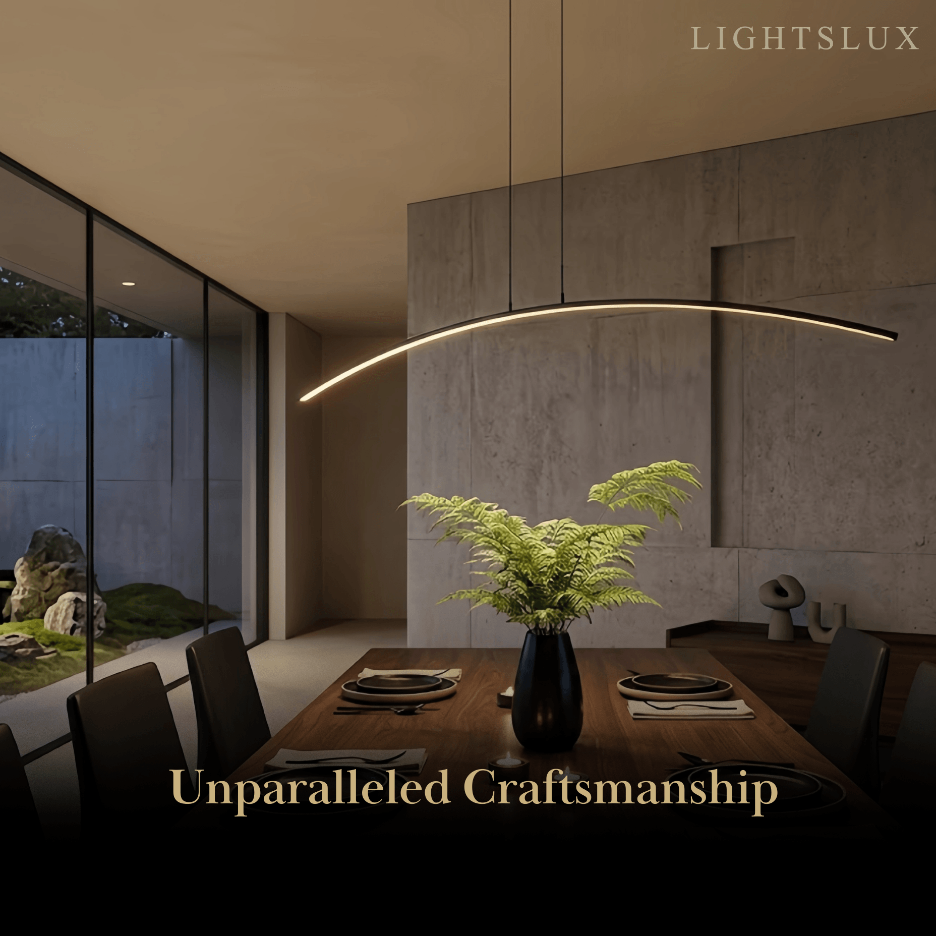 Modern Linear Pendant Light - Black/Gold Metal Remote Control Dining Room - Flindria
