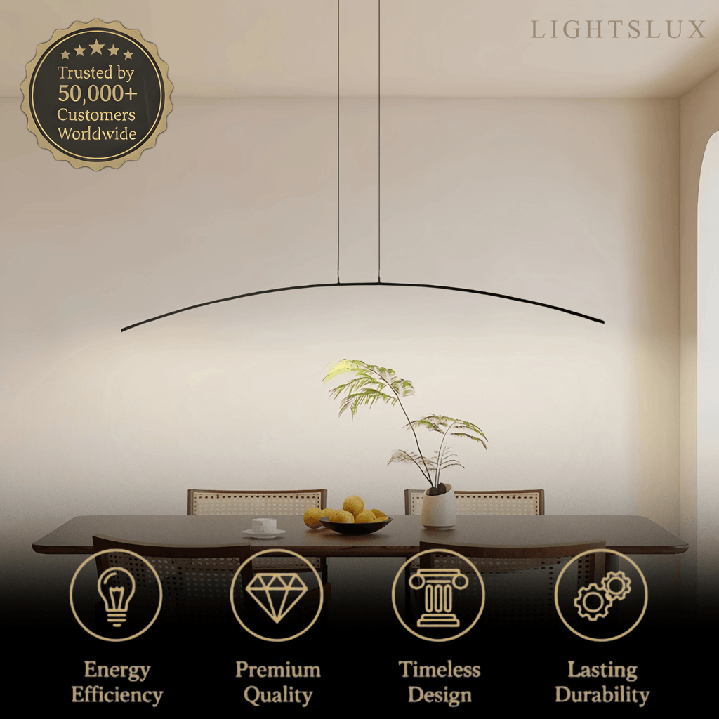Modern Linear Pendant Light - Black/Gold Metal Remote Control Dining Room - Flindria