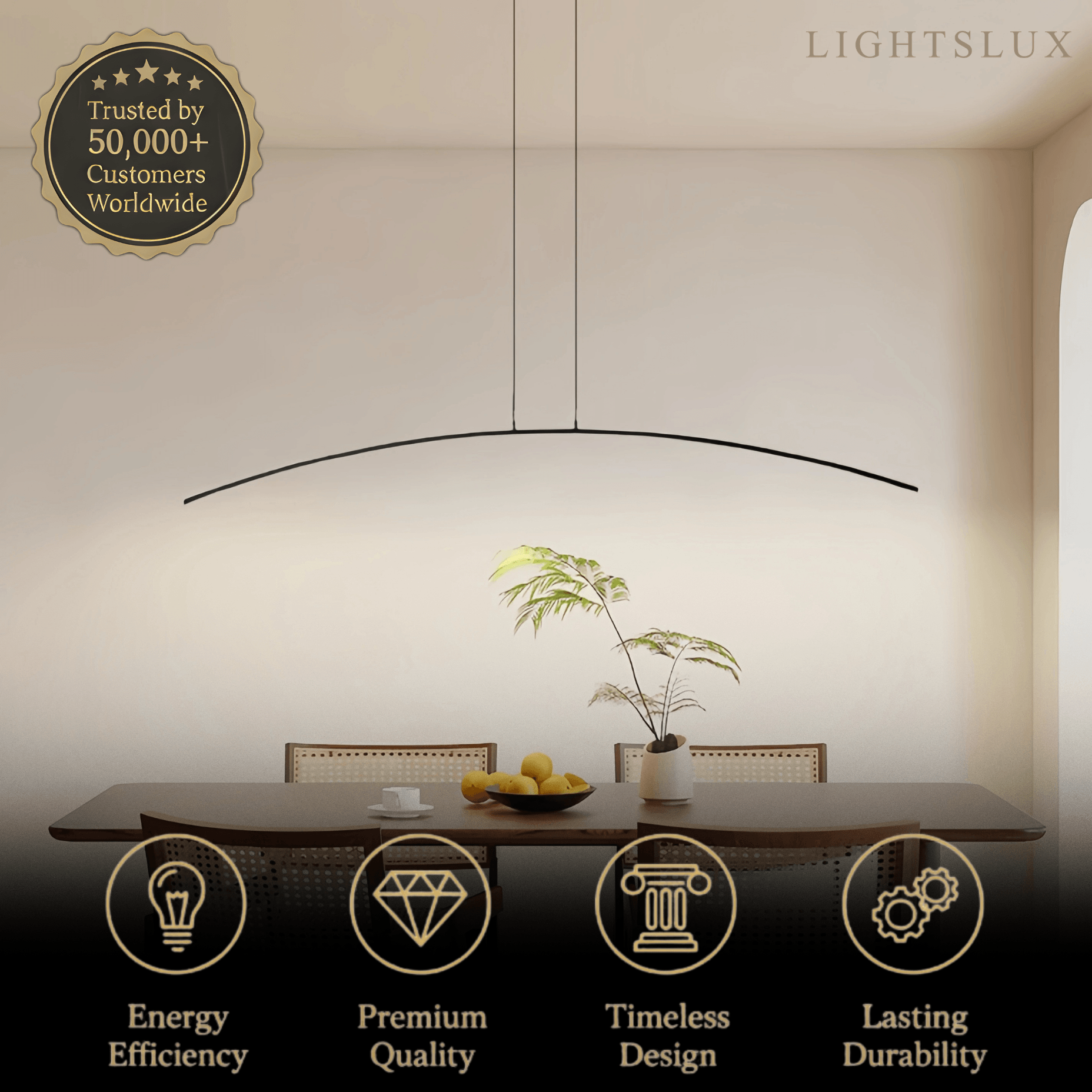 Modern Linear Pendant Light - Black/Gold Metal Remote Control Dining Room - Flindria