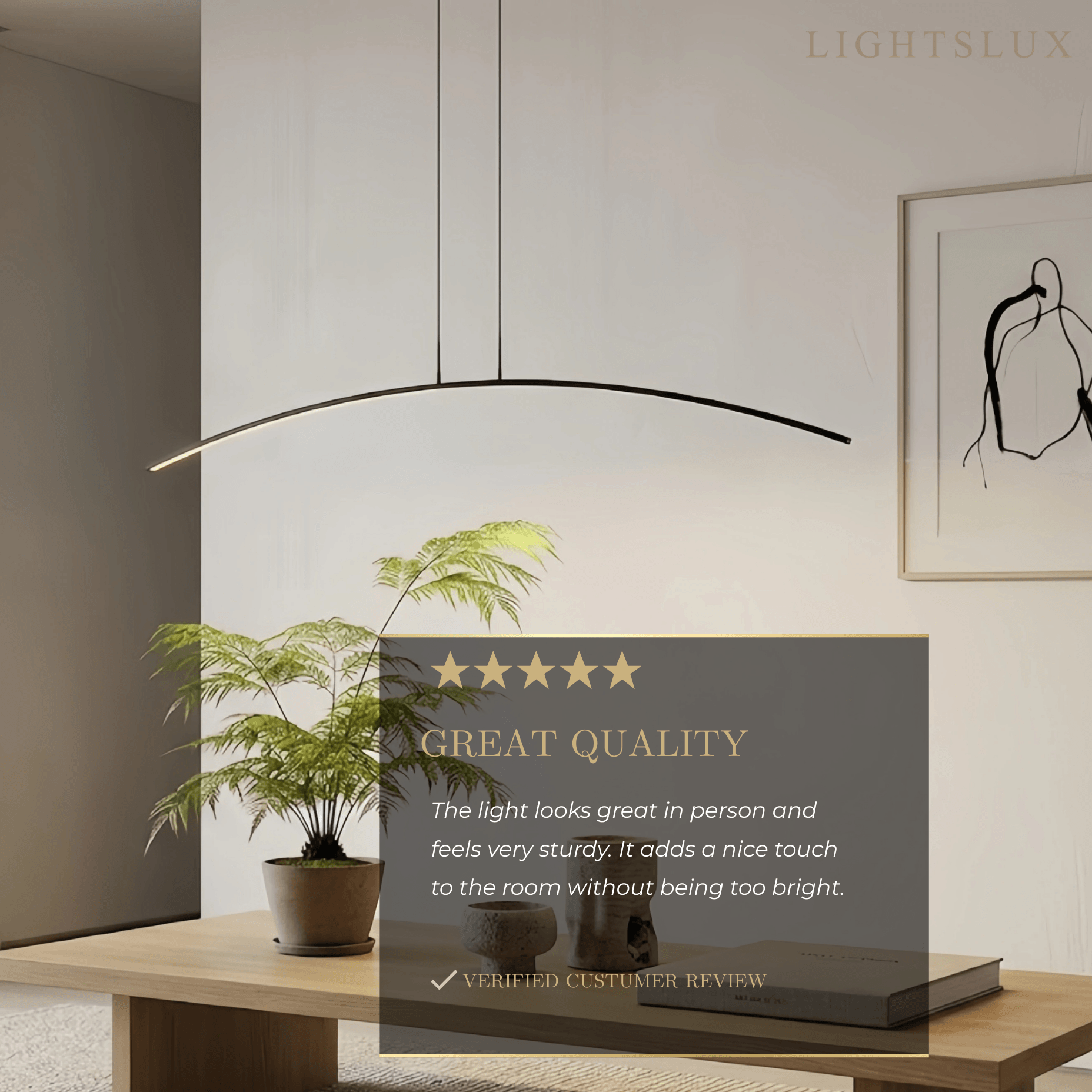 Modern Linear Pendant Light - Black/Gold Metal Remote Control Dining Room - Flindria