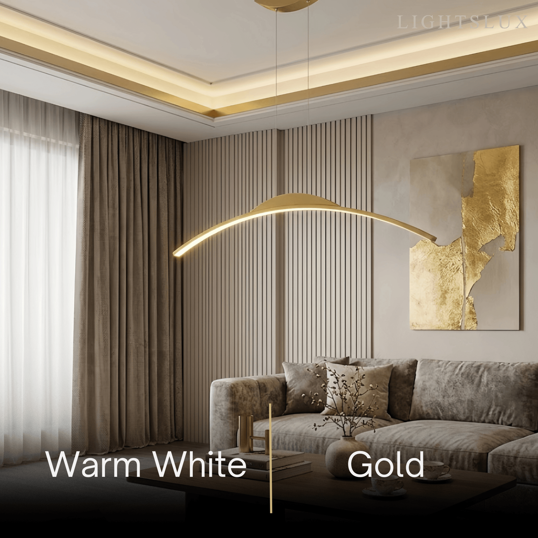 Modern Linear Pendant Light - Black/Gold Metal Remote Control Dining Room - Flindria