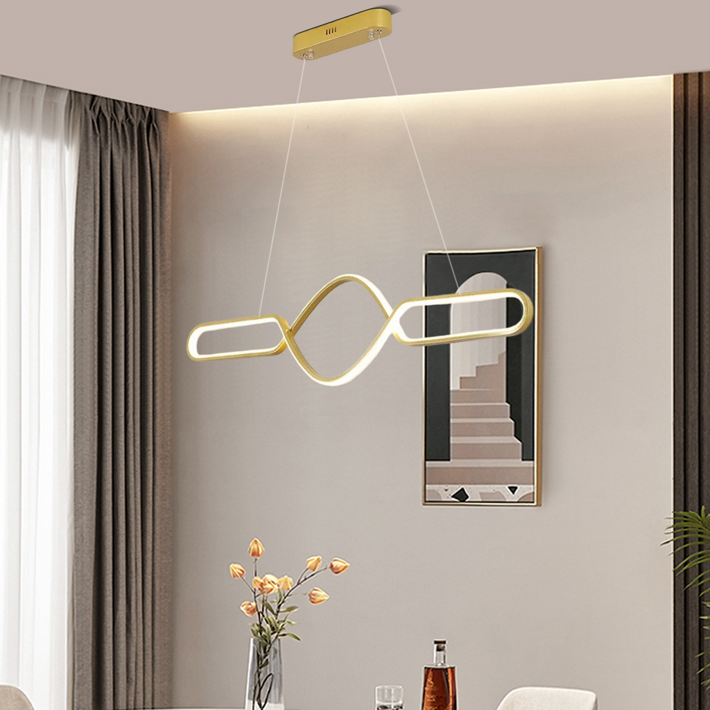 Minimalist Dimmable Pendant Light — Black Metal & Silica Gel Cross Linear Dining Room - Flindria