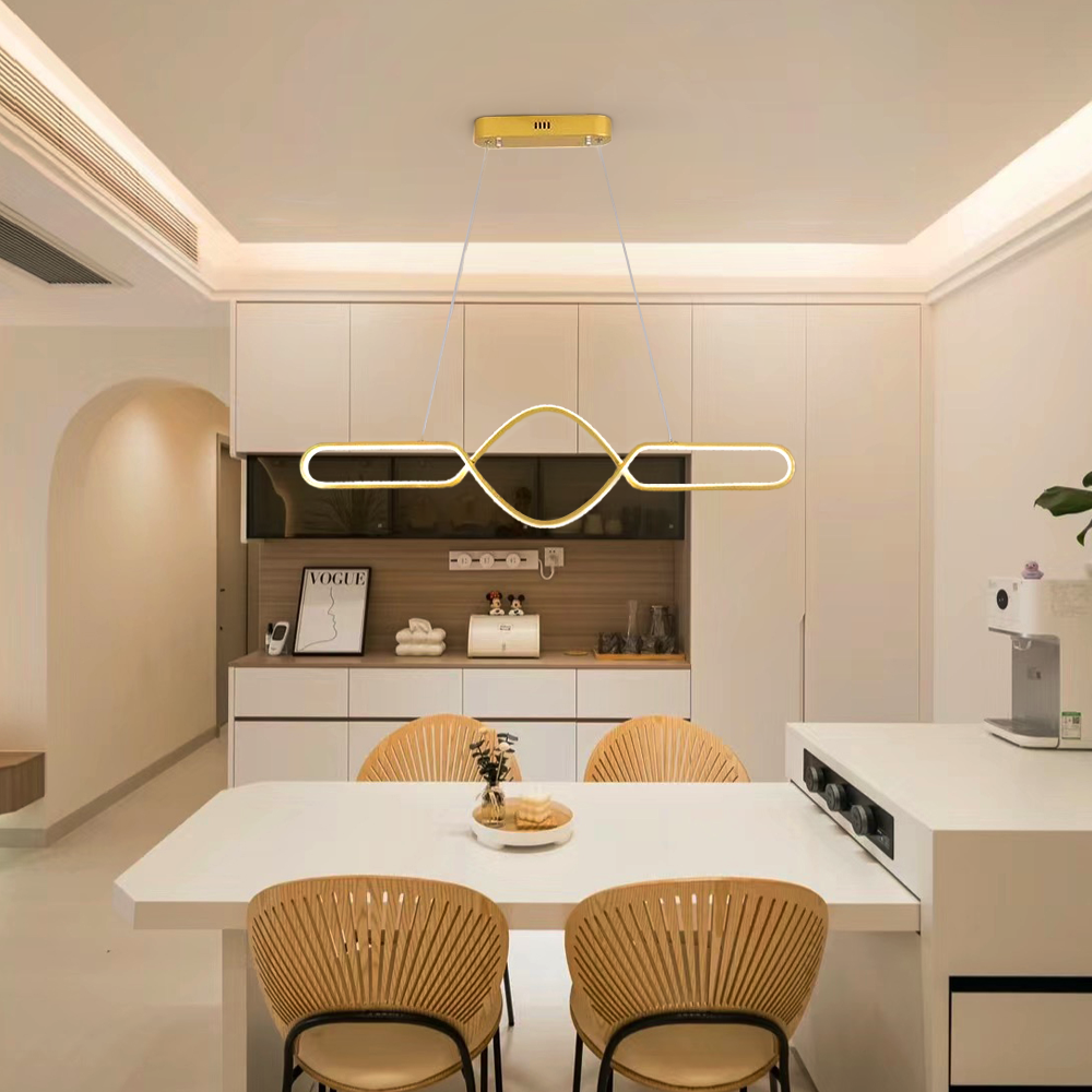 Minimalist Dimmable Pendant Light — Black Metal & Silica Gel Cross Linear Dining Room - Flindria