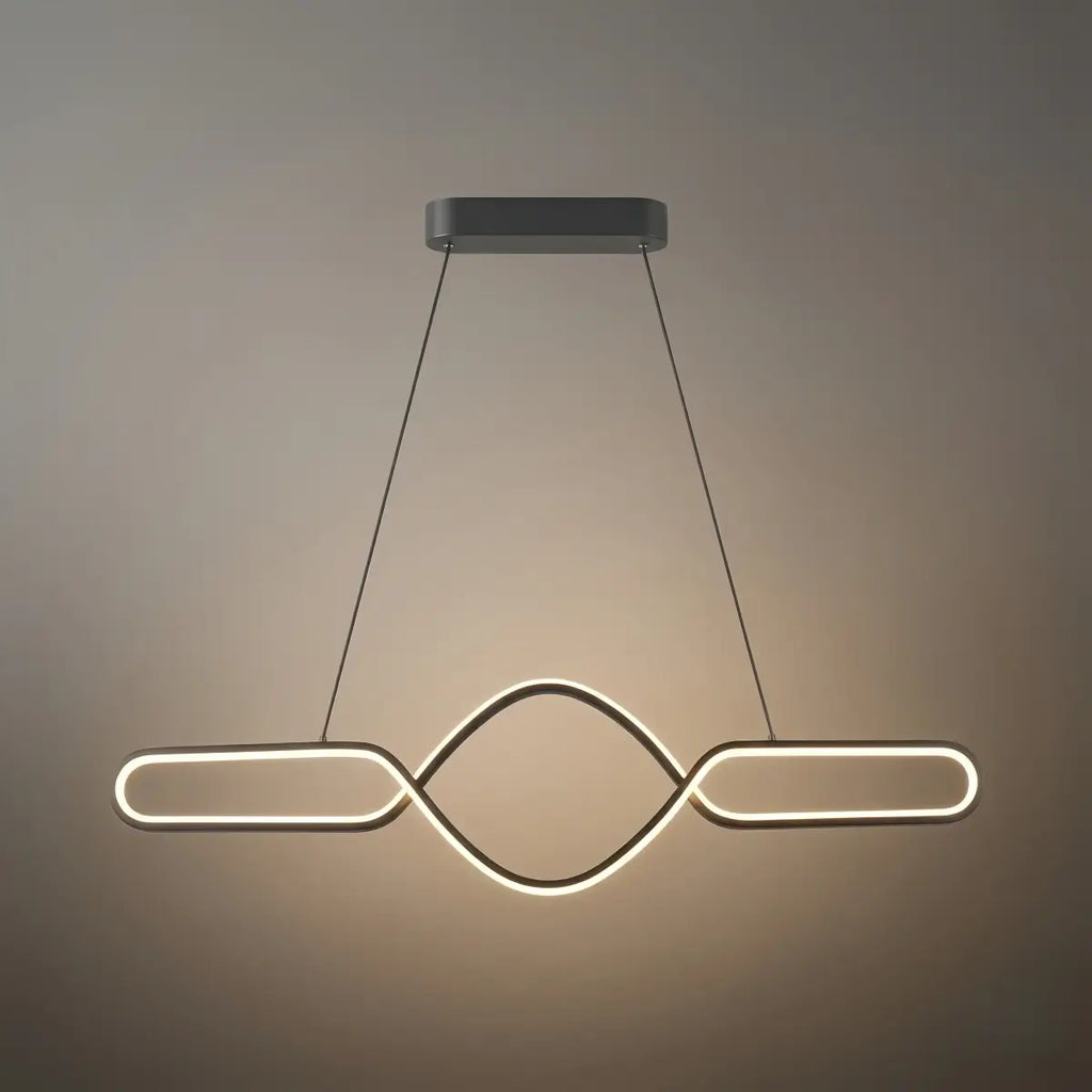 Minimalist Dimmable Pendant Light — Black Metal & Silica Gel Cross Linear Dining Room - Flindria