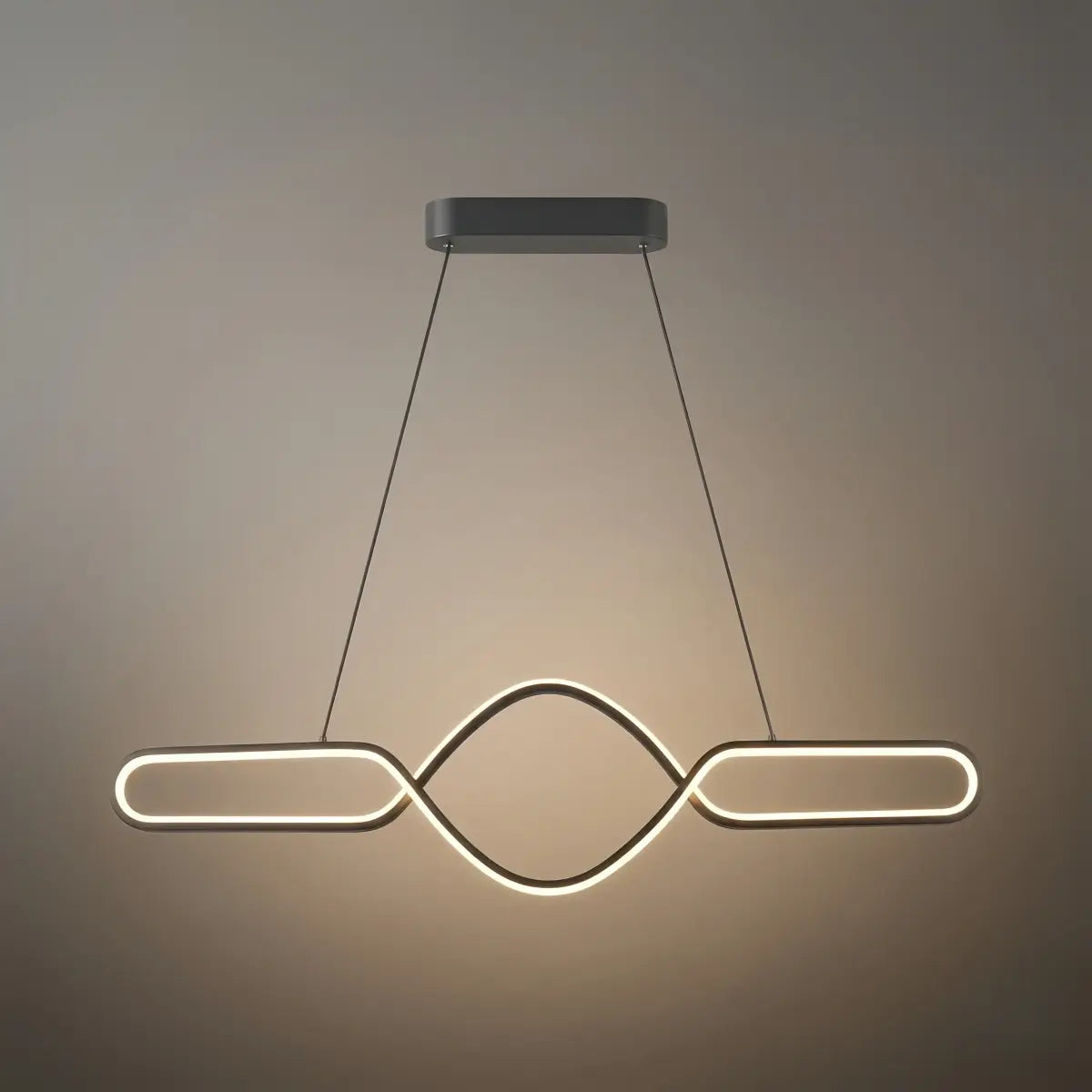 Minimalist Dimmable Pendant Light — Black Metal & Silica Gel Cross Linear Dining Room - Flindria