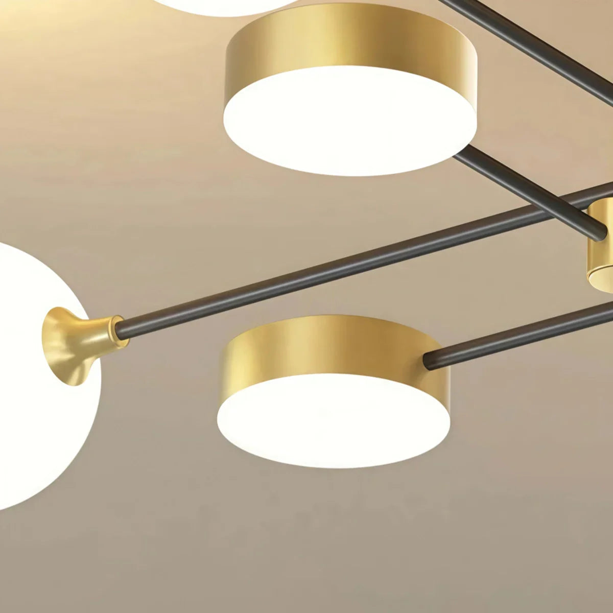 Candelabro moderno dorado – accesorio de vidrio y metal para sala de estar - Flindria
