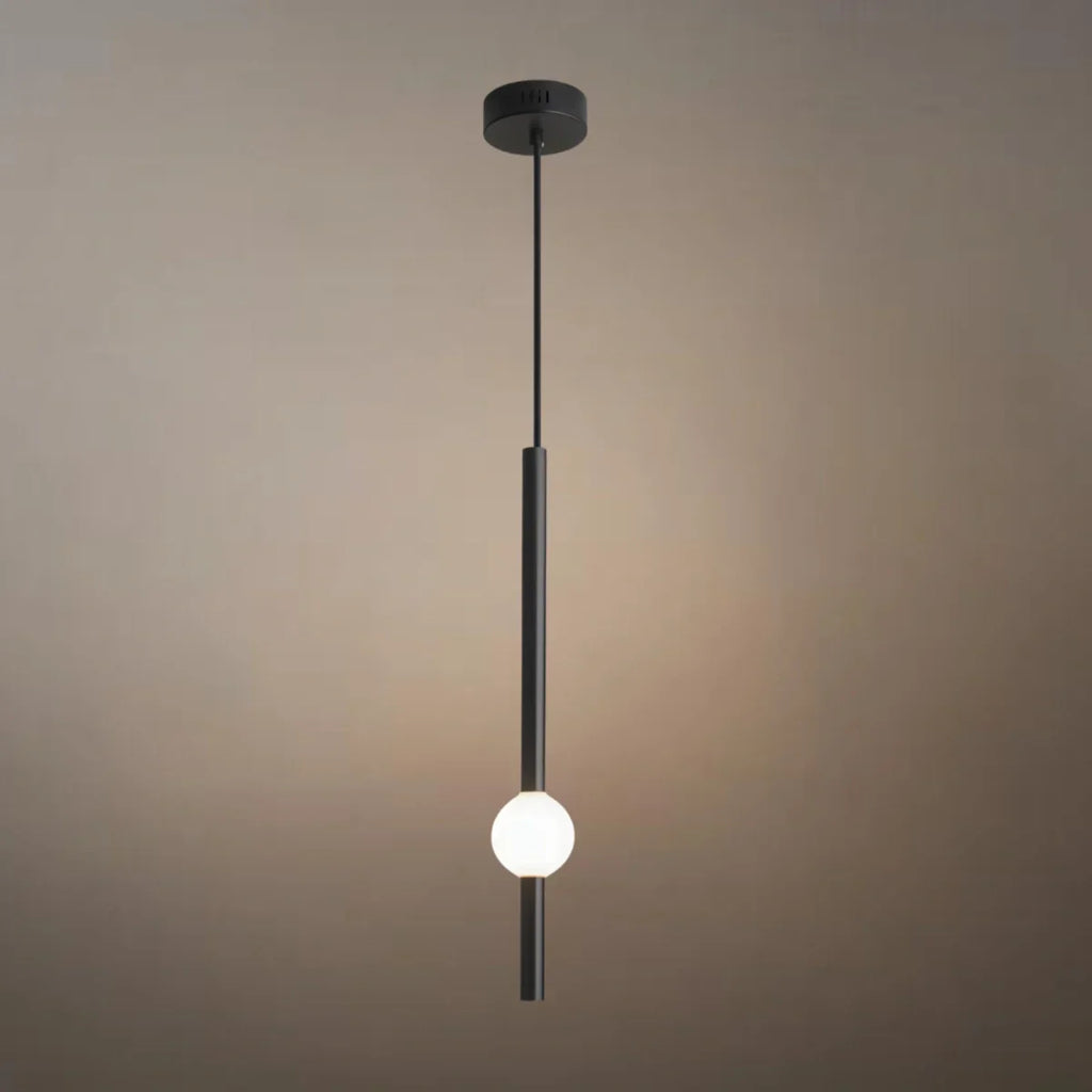 Modern Linear Globe Pendant Light - White/Black Metal for Bedroom/Living Room - Flindria