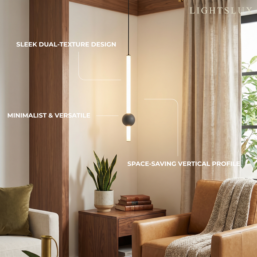 Modern Linear Globe Pendant Light - White/Black Metal for Bedroom/Living Room - Flindria