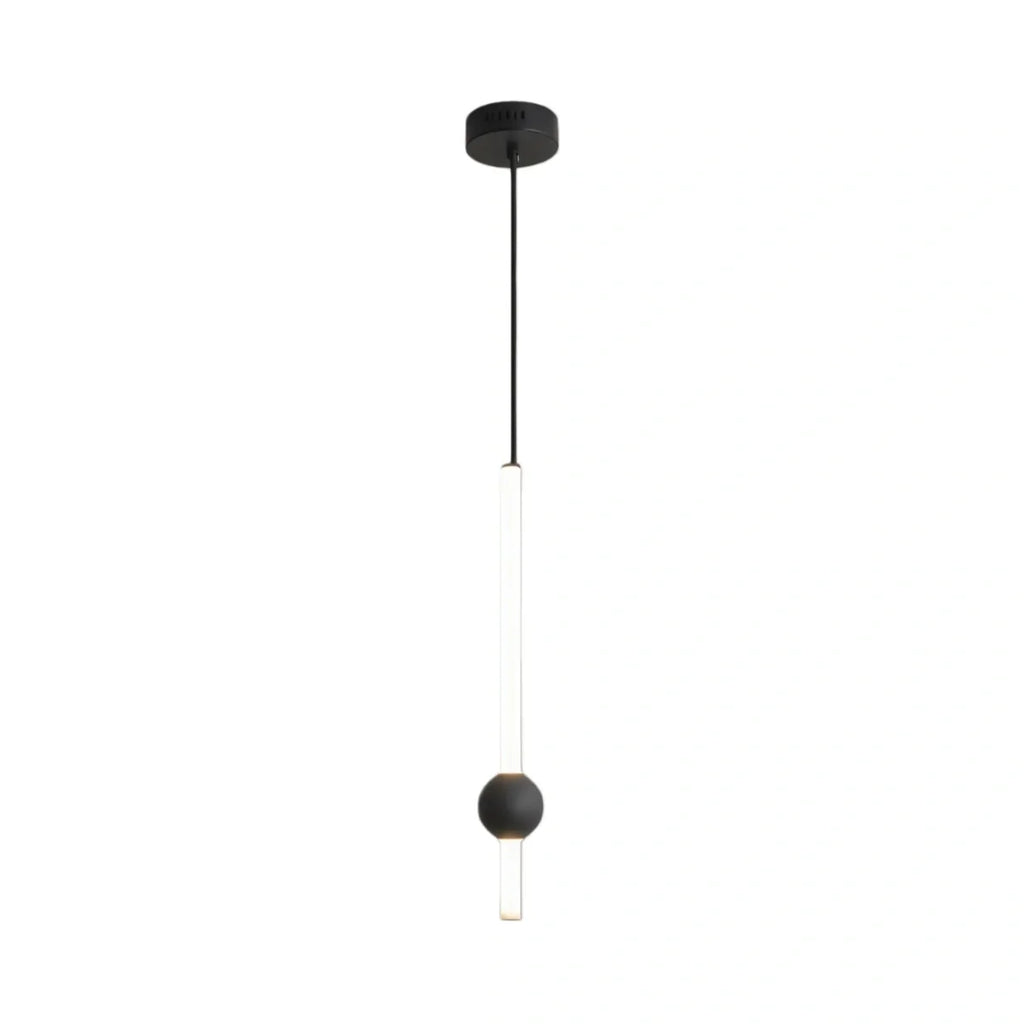Modern Linear Globe Pendant Light - White/Black Metal for Bedroom/Living Room - Flindria