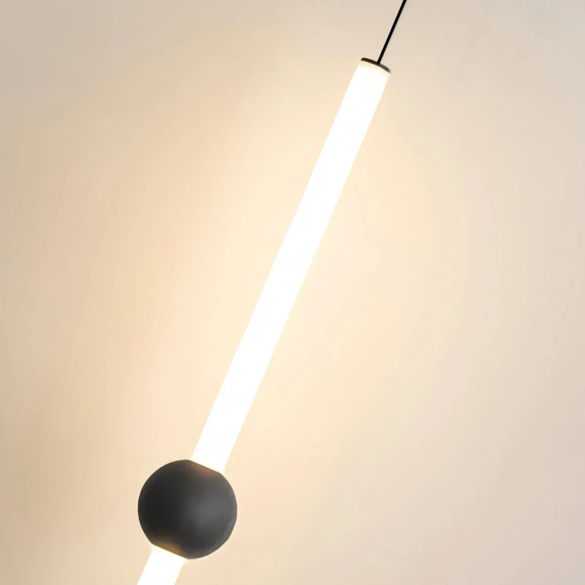 Modern Linear Globe Pendant Light - White/Black Metal for Bedroom/Living Room - Flindria
