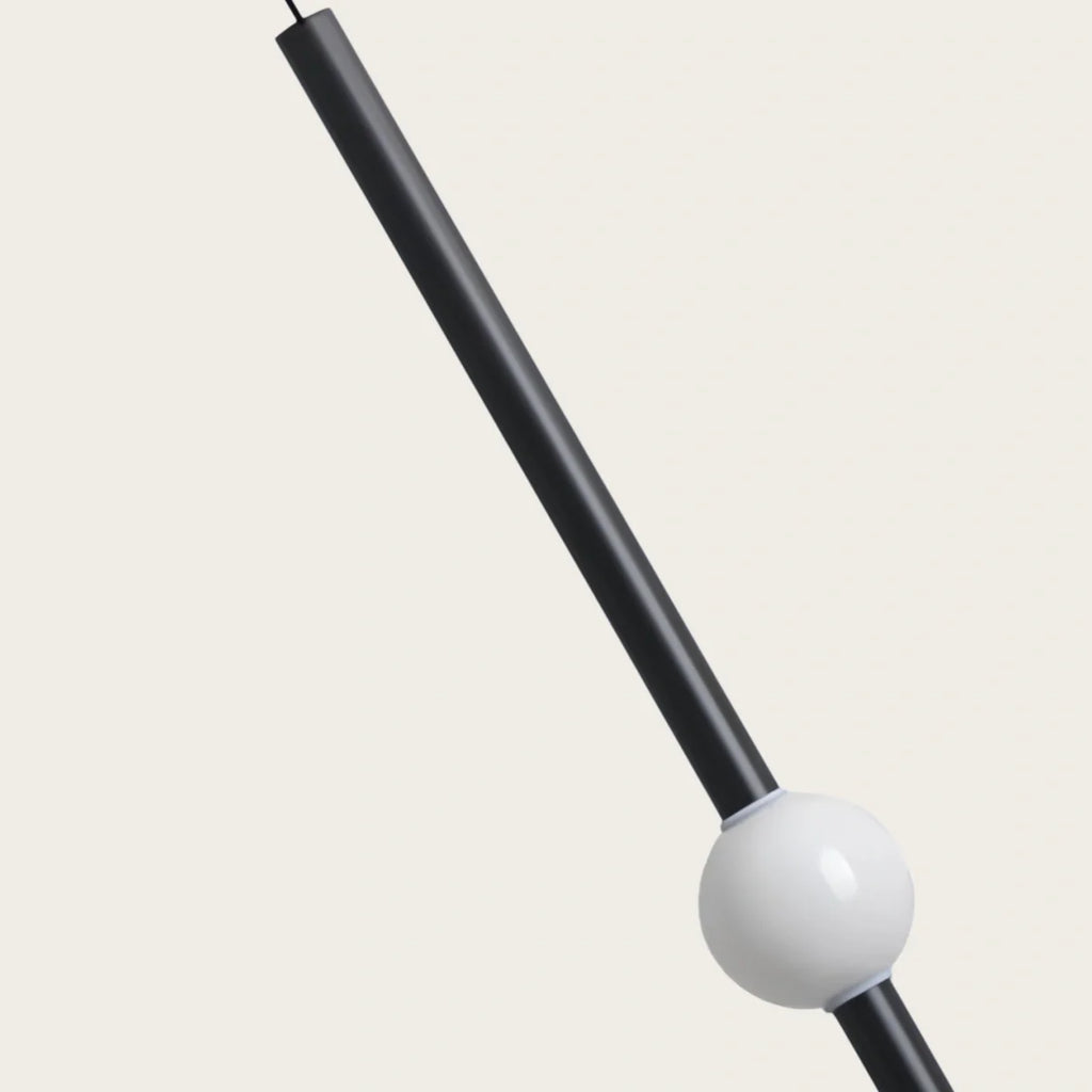 Modern Linear Globe Pendant Light - White/Black Metal for Bedroom/Living Room - Flindria