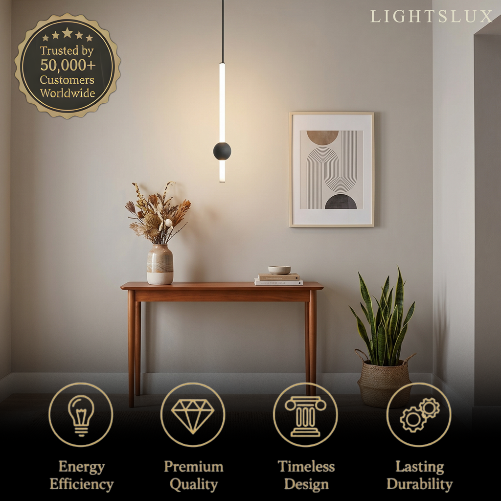 Modern Linear Globe Pendant Light - White/Black Metal for Bedroom/Living Room - Flindria