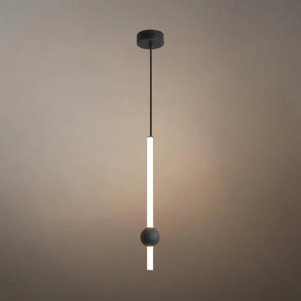 Modern Linear Globe Pendant Light - White/Black Metal for Bedroom/Living Room - Flindria