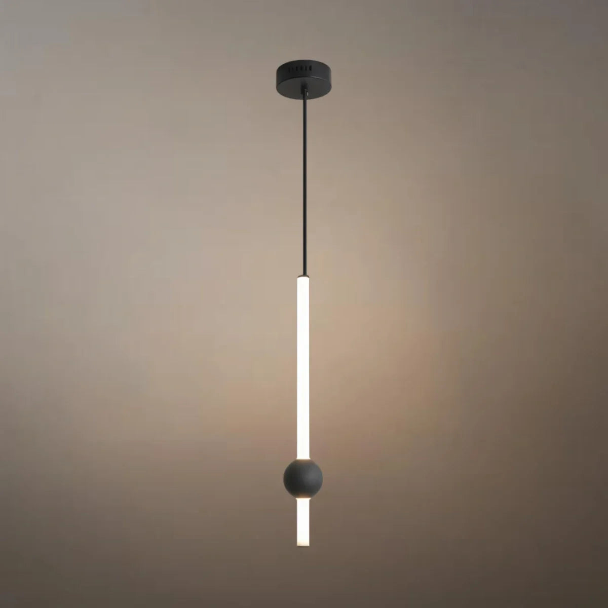 Modern Linear Globe Pendant Light - White/Black Metal for Bedroom/Living Room - Flindria