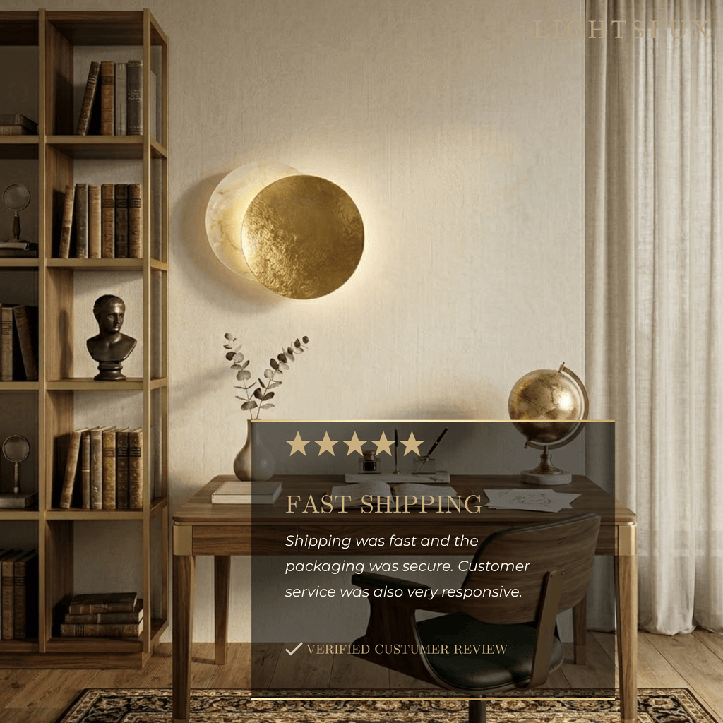 Nordic Moon LED Wall Lamp – Metal Gold/Red Copper for Bedroom - Flindria