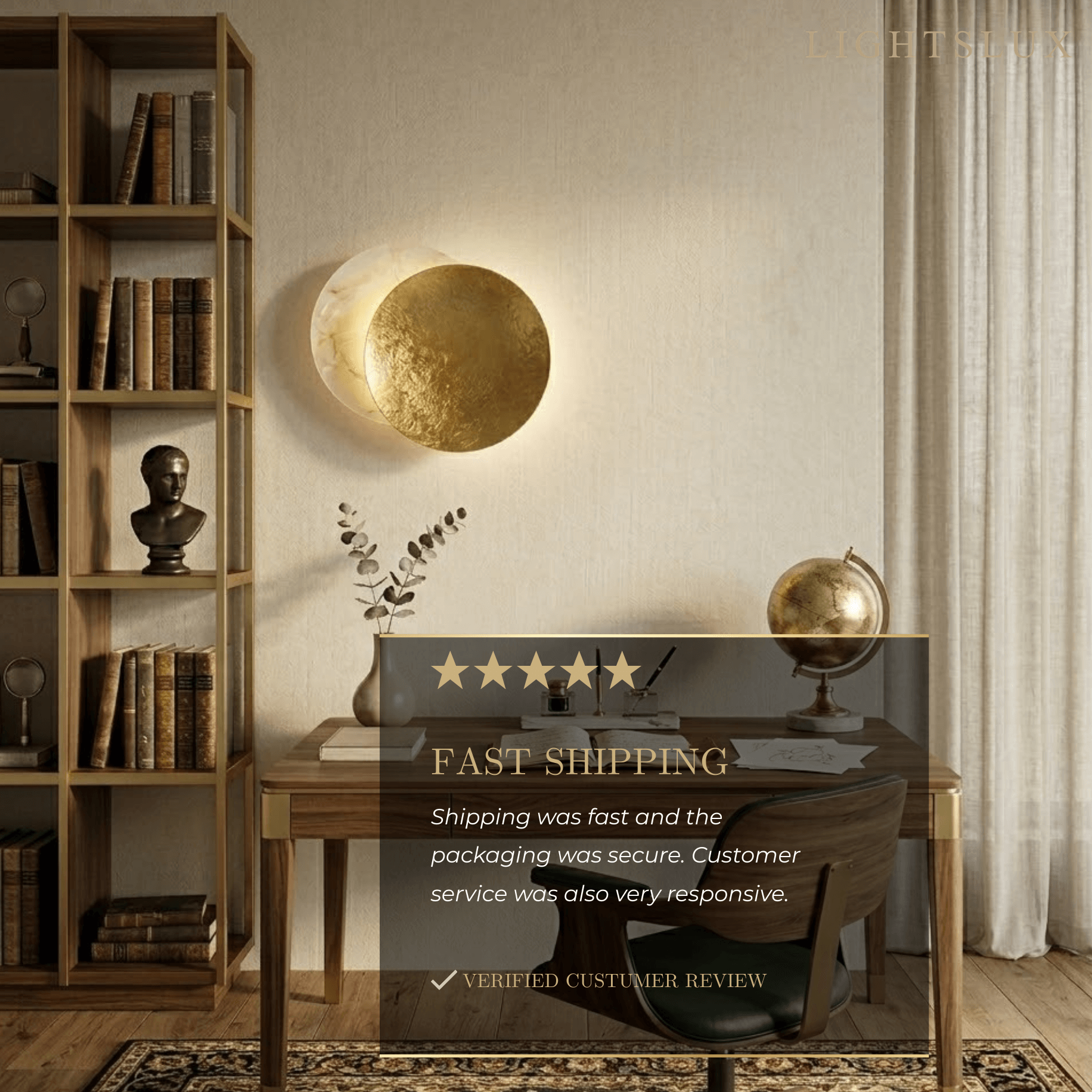 Applique murale LED lune nordique – Métal or/cuivre rouge pour chambre - Flindria